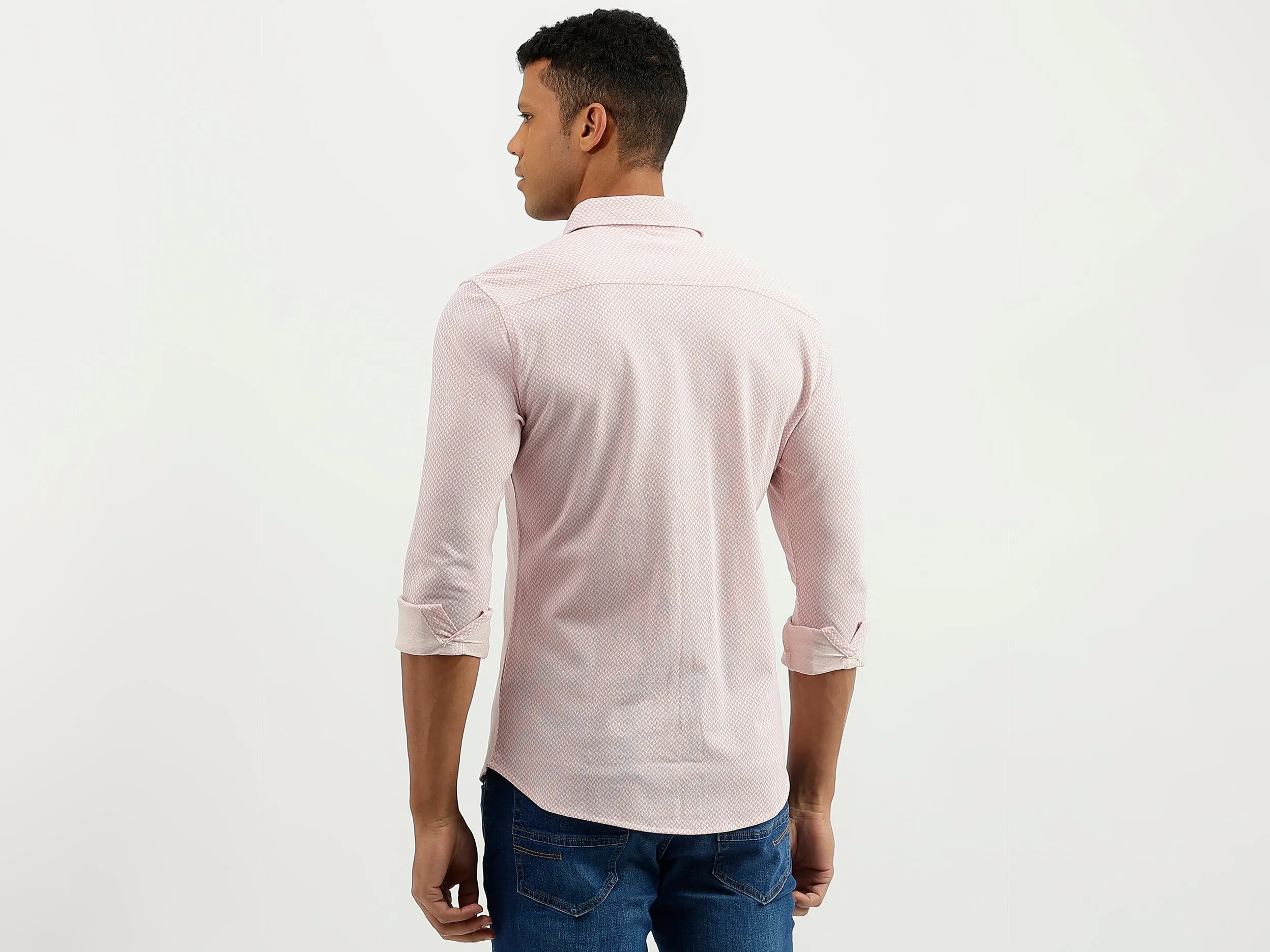 Slim Fit Spread Collar Printed Shirt