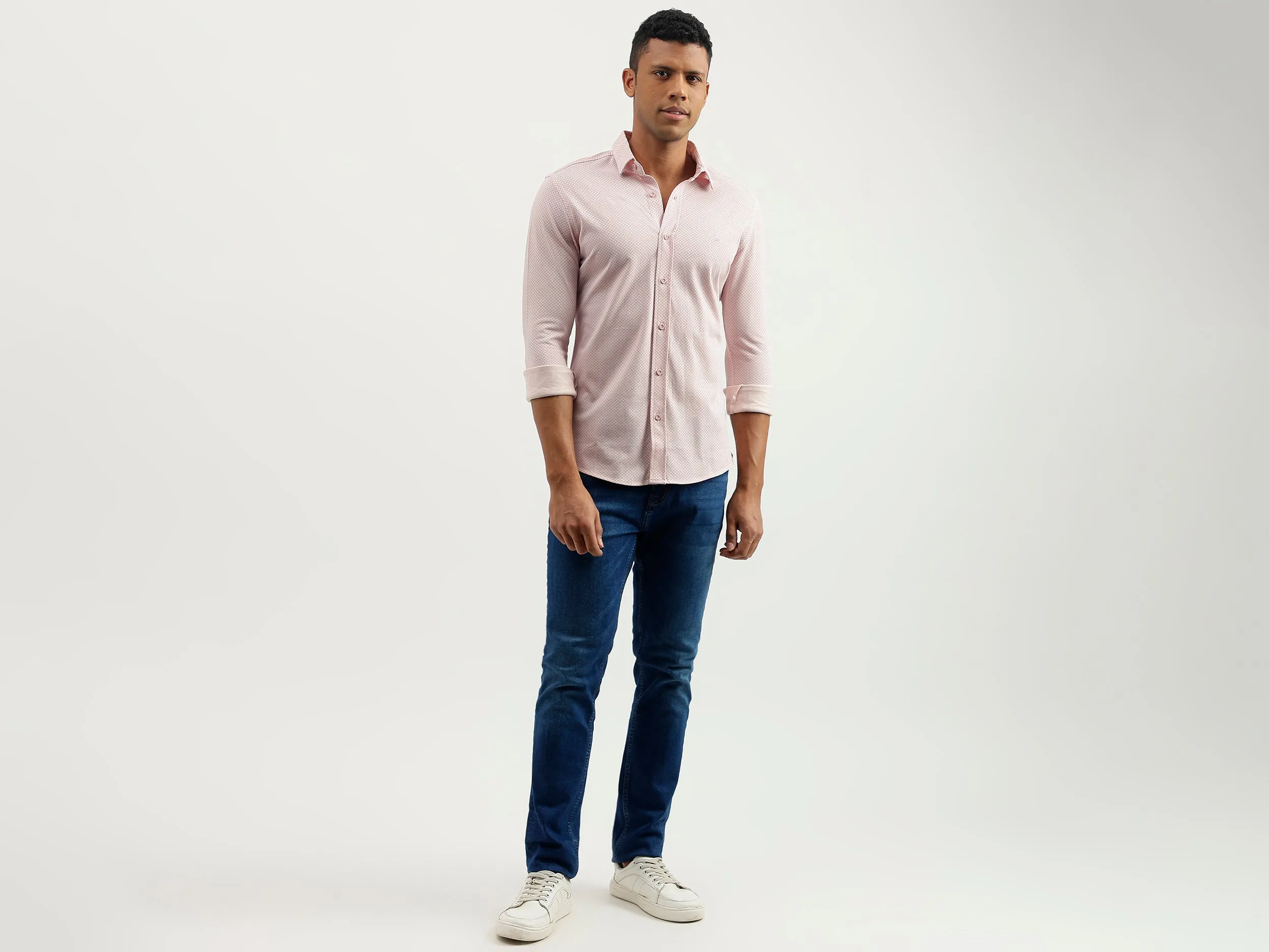 Slim Fit Spread Collar Printed Shirt