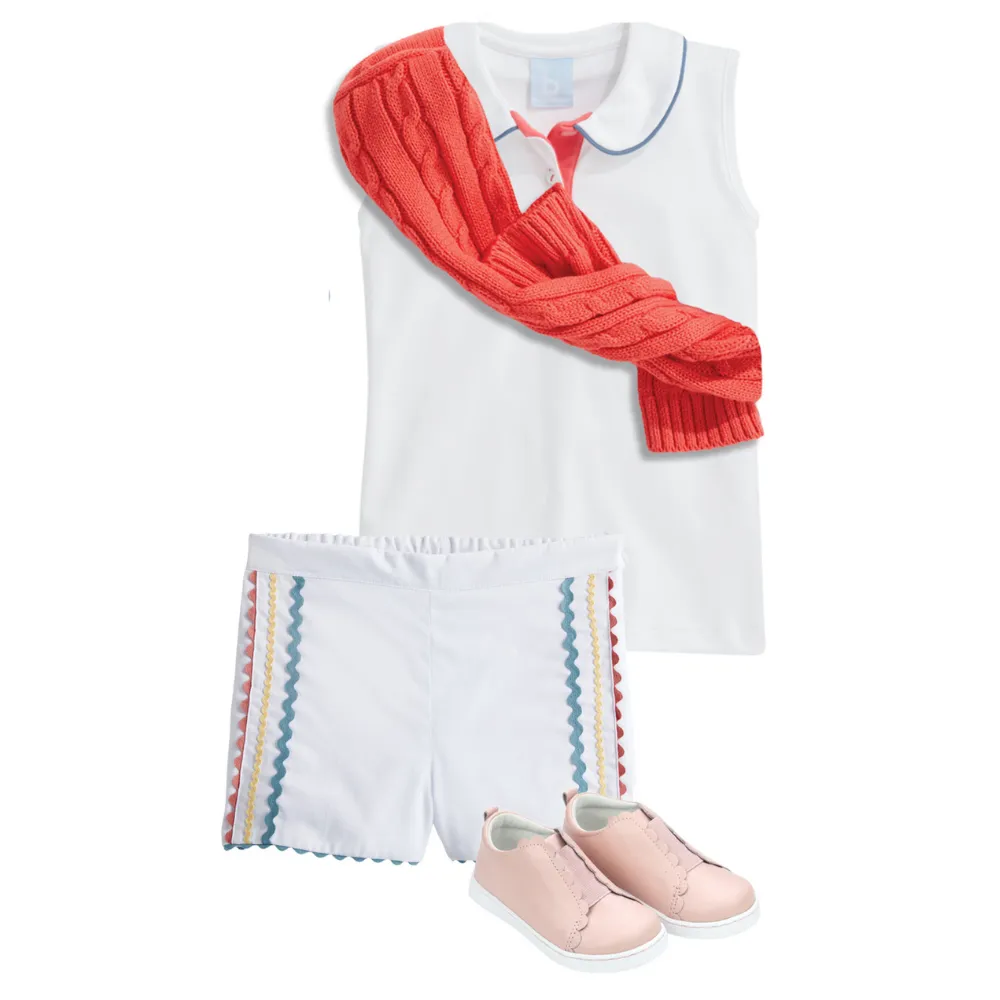 Sloane Short -- White w/ Moody Blue, Yellow & Coral