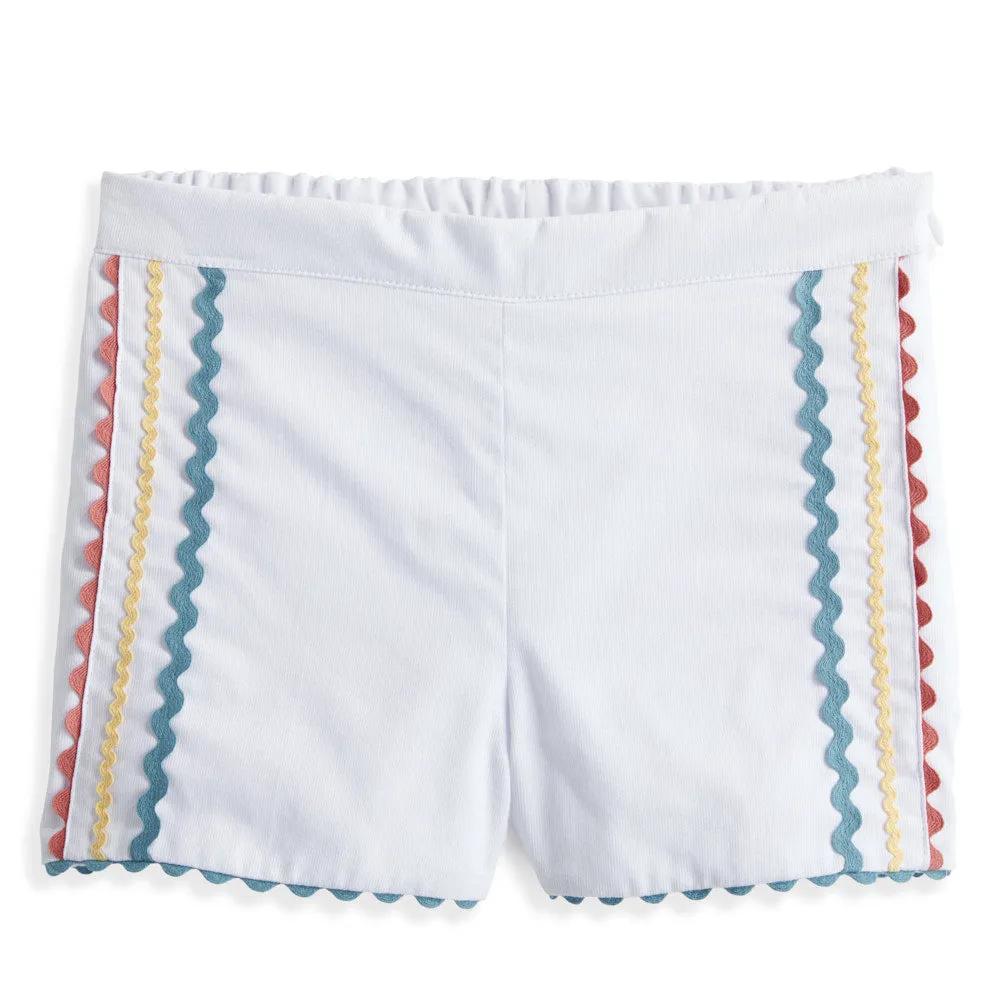 Sloane Short -- White w/ Moody Blue, Yellow & Coral