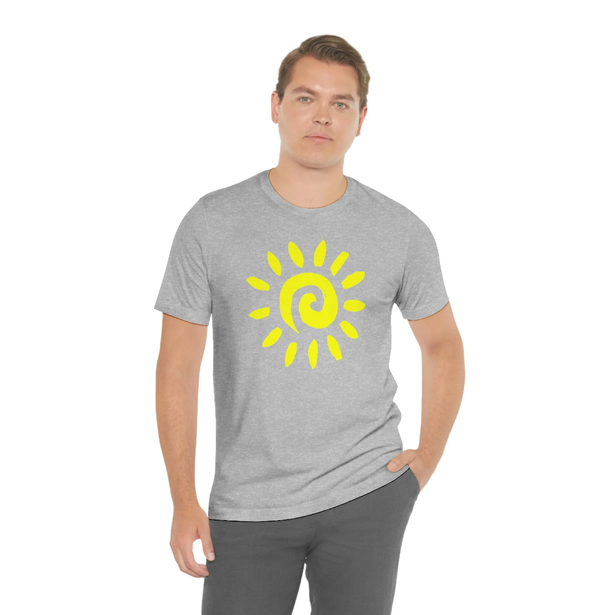 Spiral Yellow Sun Short Sleeve T-Shirt, Sun Rays Tee