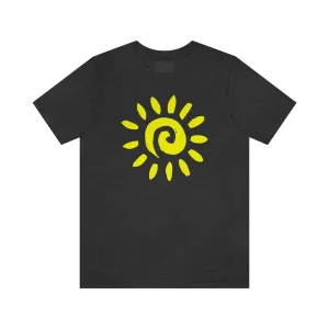 Spiral Yellow Sun Short Sleeve T-Shirt, Sun Rays Tee