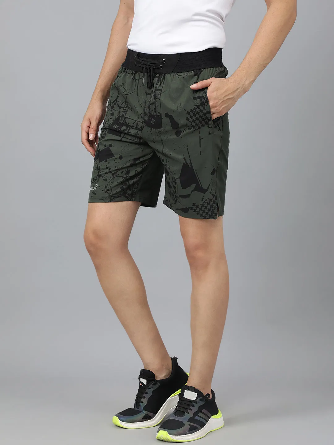 Sport Sun Olive Printed Men NS Lycra Shorts