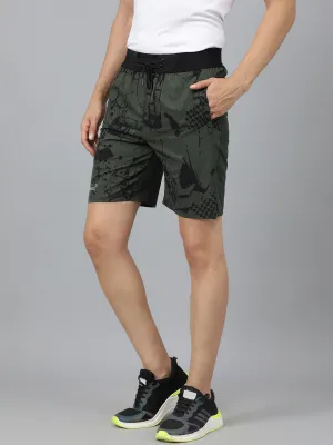 Sport Sun Olive Printed Men NS Lycra Shorts
