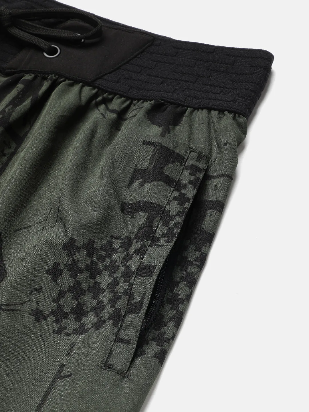 Sport Sun Olive Printed Men NS Lycra Shorts