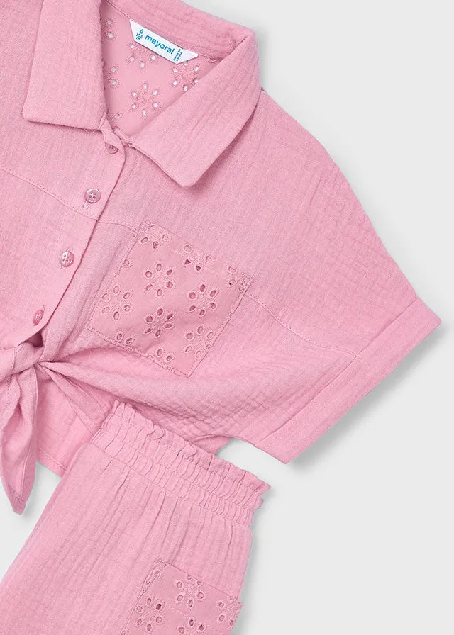 SS25 Mayoral Girls Pink Skirt Set 3210