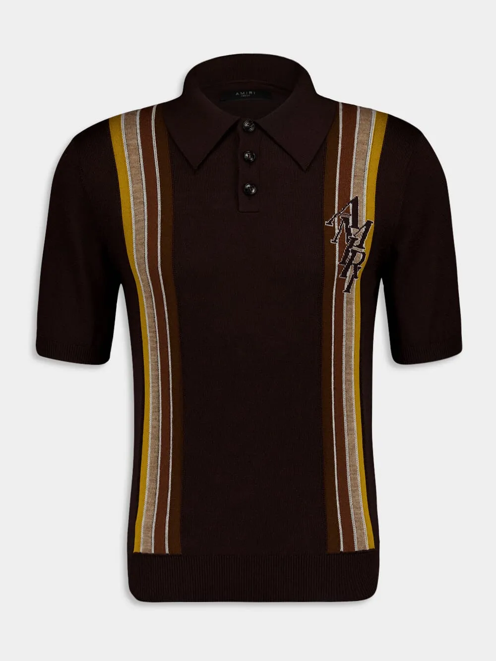 Stack Stripe Short Sleeve Brown Polo