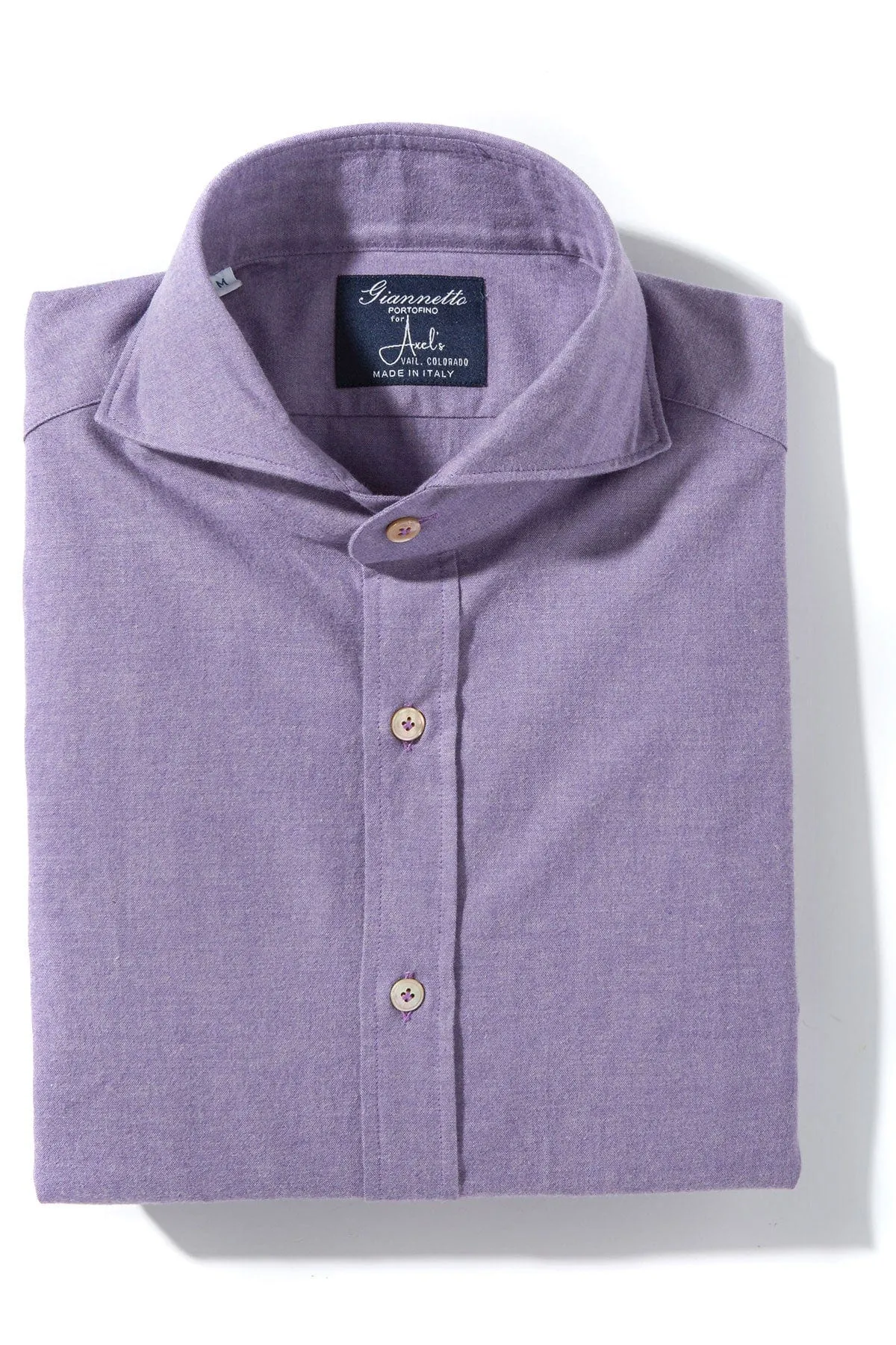 Stanovoy Solid Brushed Cotton Shirt In Purple