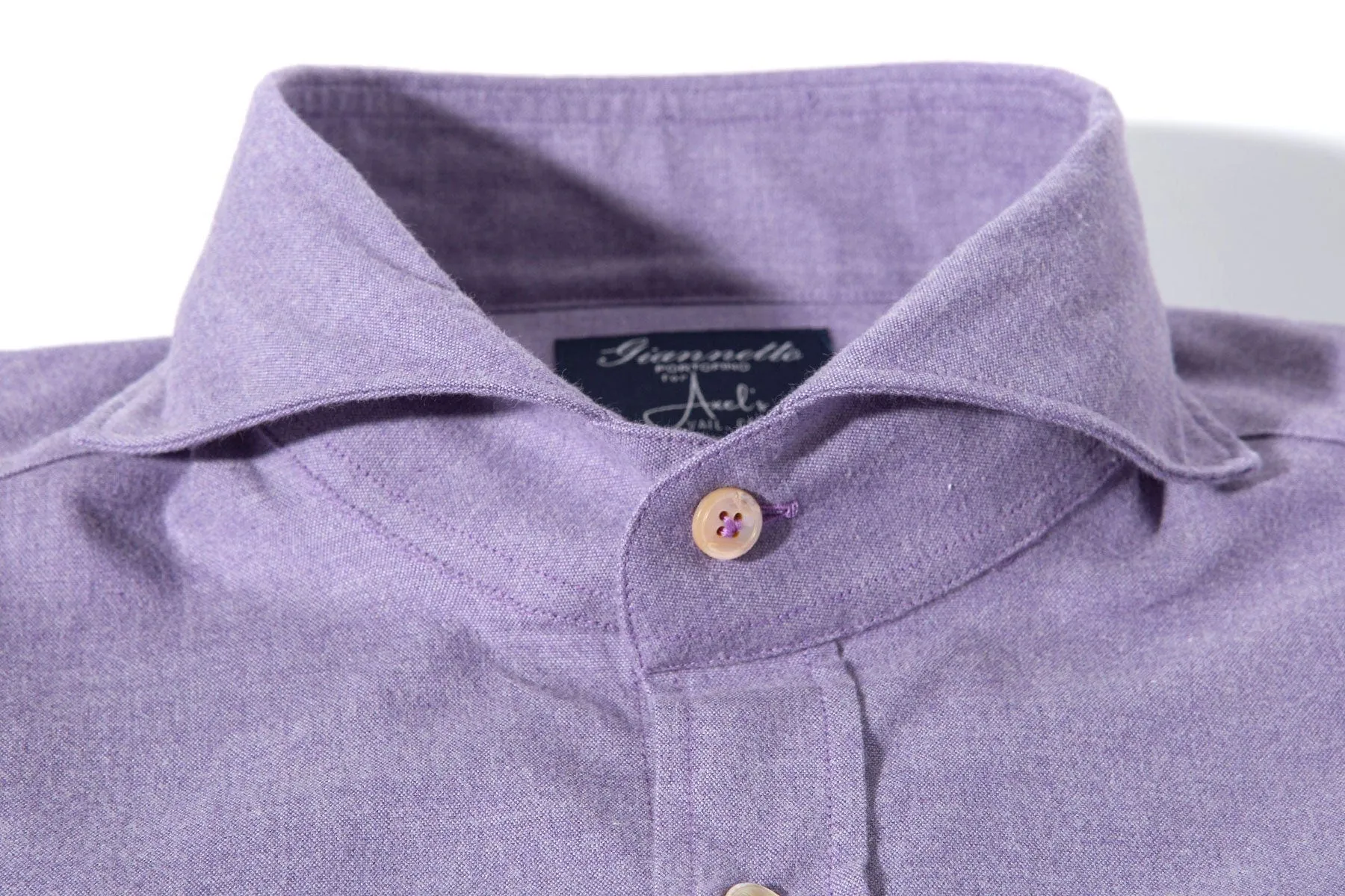 Stanovoy Solid Brushed Cotton Shirt In Purple