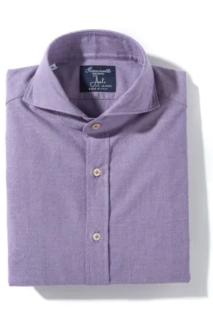 Stanovoy Solid Brushed Cotton Shirt In Purple