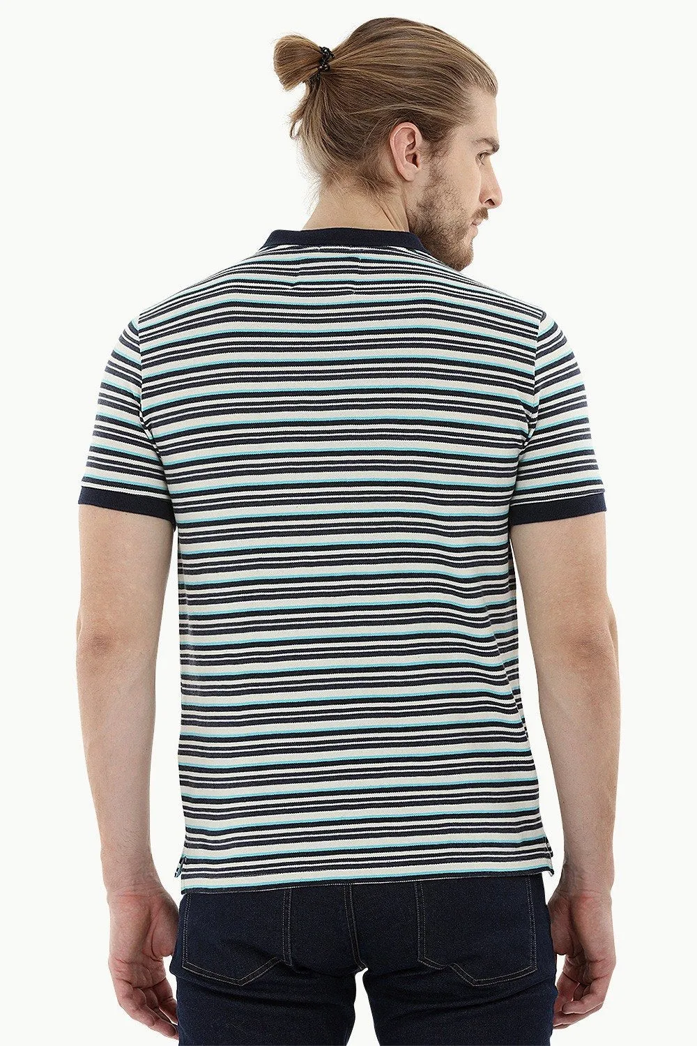 Striped Pique Polo T-Shirt