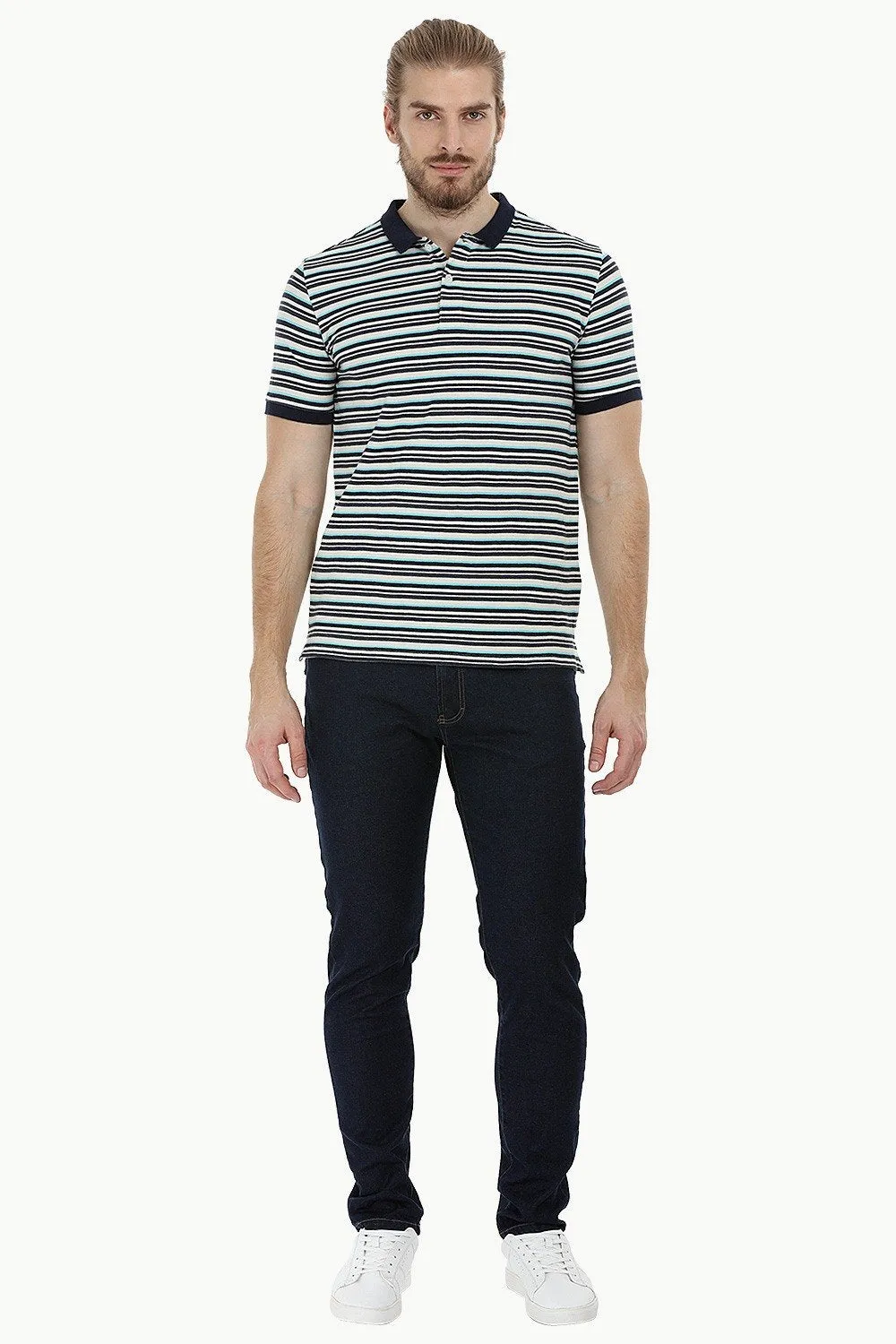 Striped Pique Polo T-Shirt