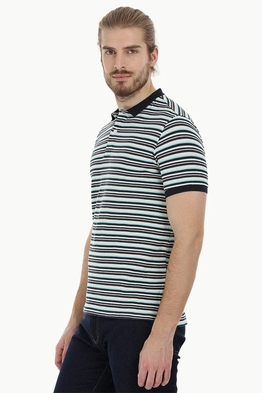 Striped Pique Polo T-Shirt
