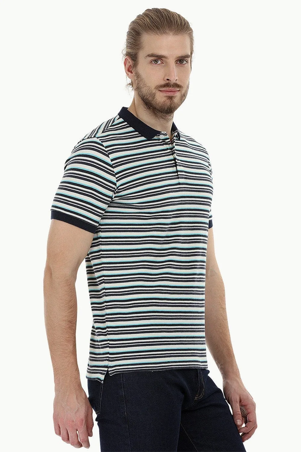 Striped Pique Polo T-Shirt