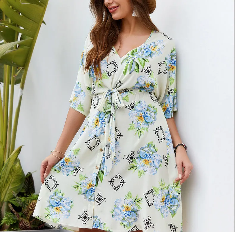 Summer New Print Straps Fresh Dress