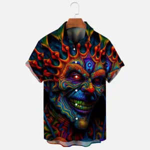 Surreal Psychedelic Art Print Casual Short Sleeve Shirt