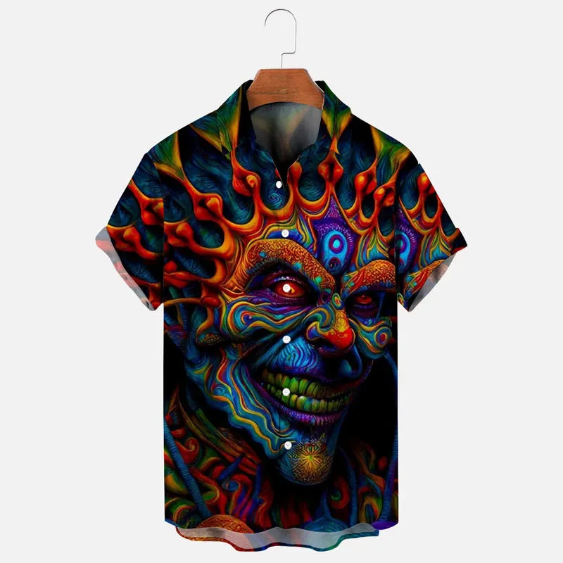 Surreal Psychedelic Art Print Casual Short Sleeve Shirt
