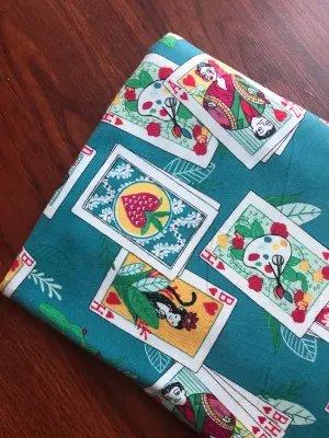 Teal Frida Playing Card Cotton Spandex
