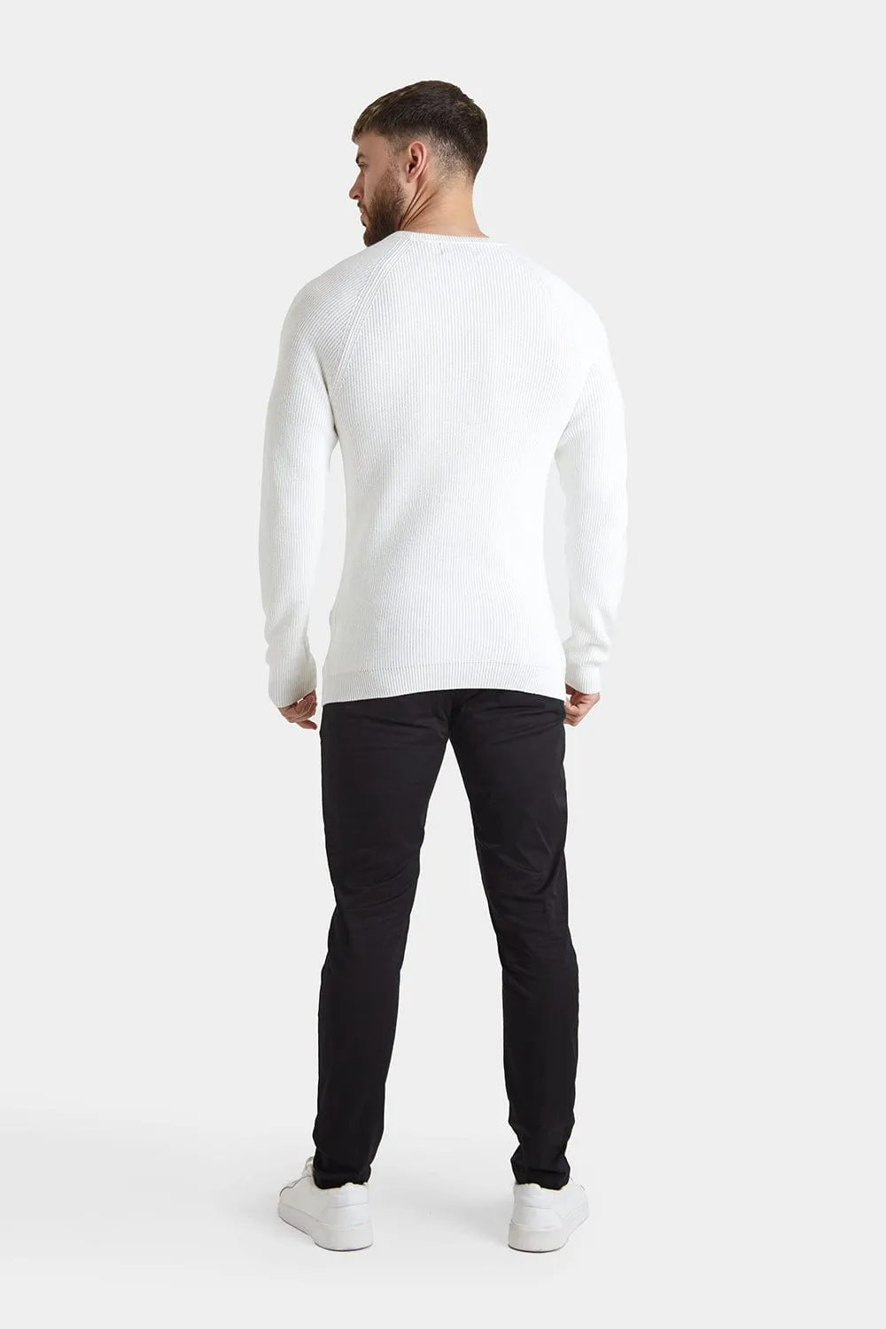 Textured Cotton Crew Neck in Winter White