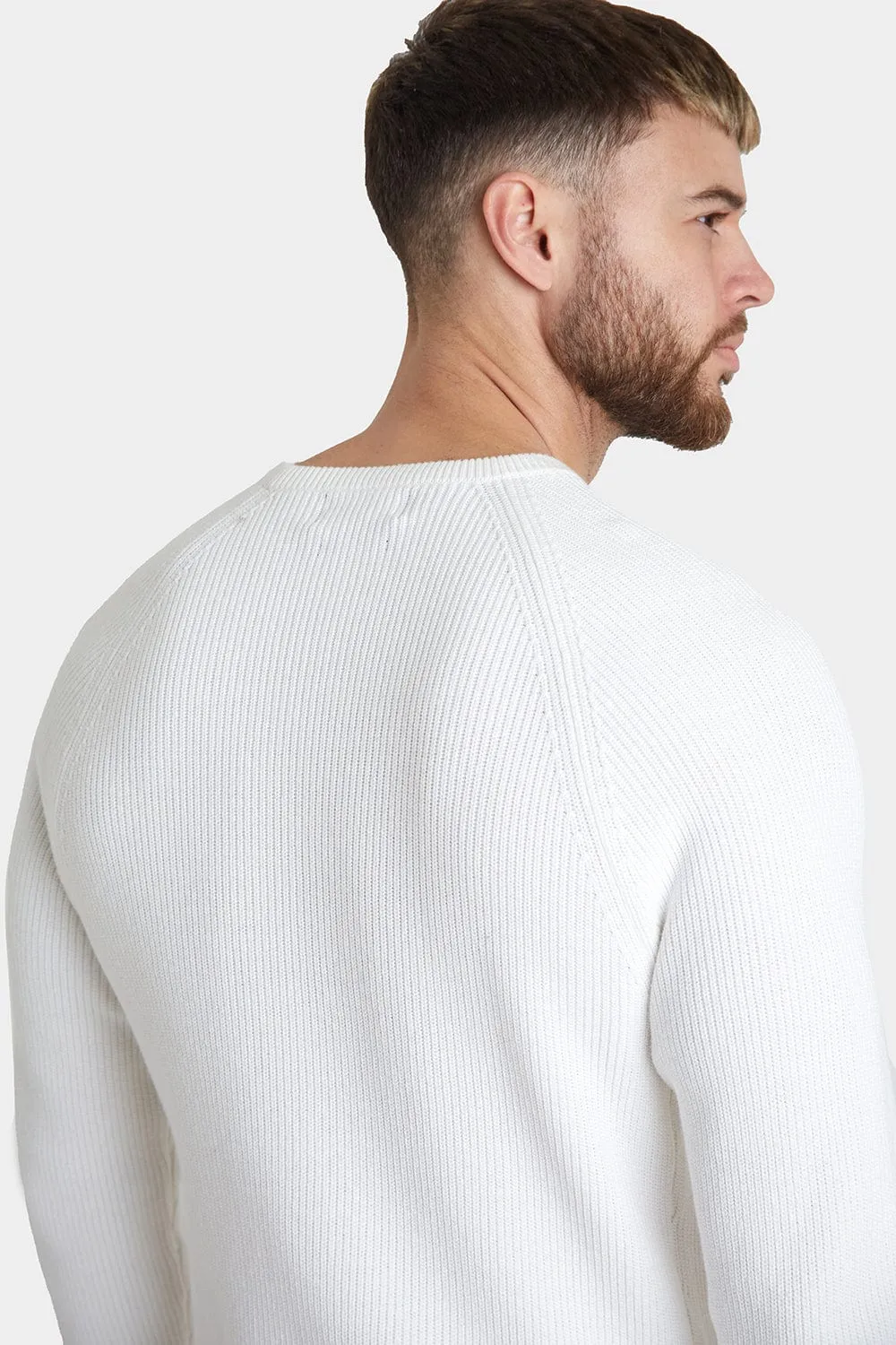 Textured Cotton Crew Neck in Winter White
