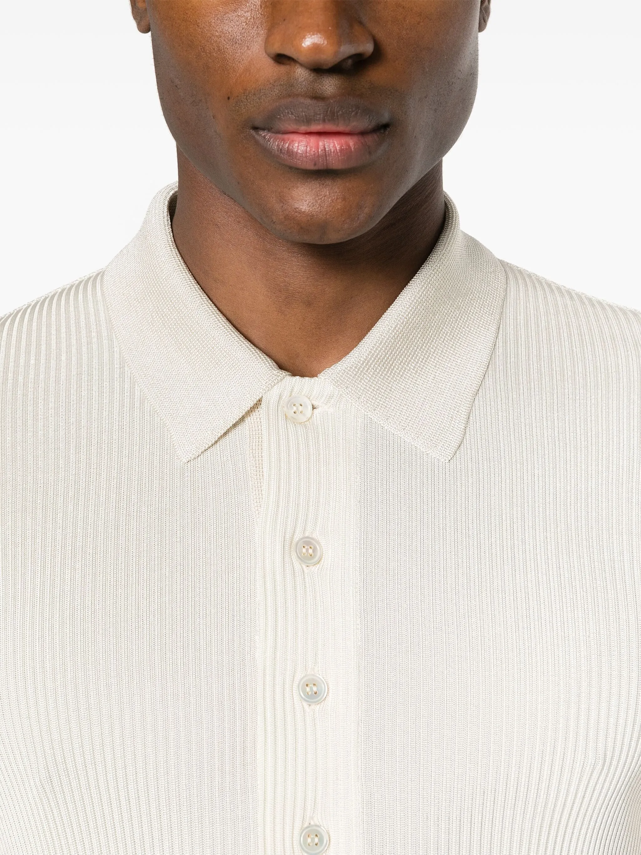 Textured Ivory Polo Shirt