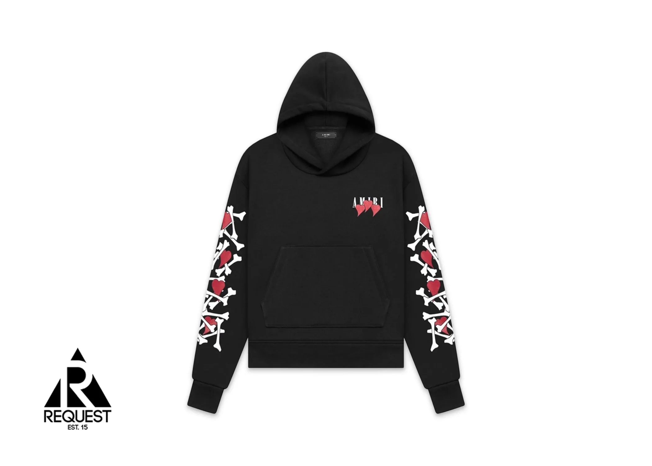 Three Heart Bones Hoodie "Black"