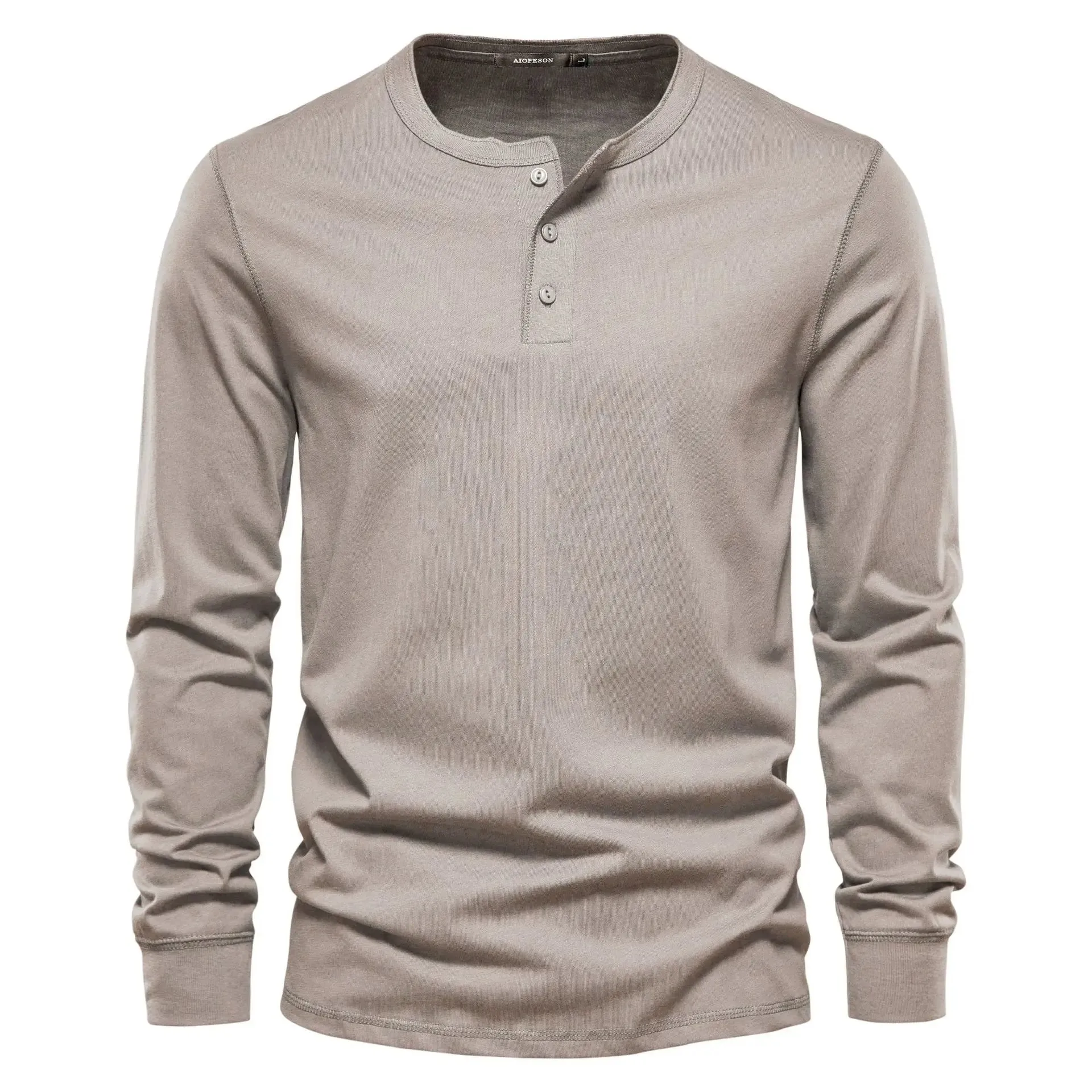 Timeless Long Sleeve Cotton Henley Shirt for Men