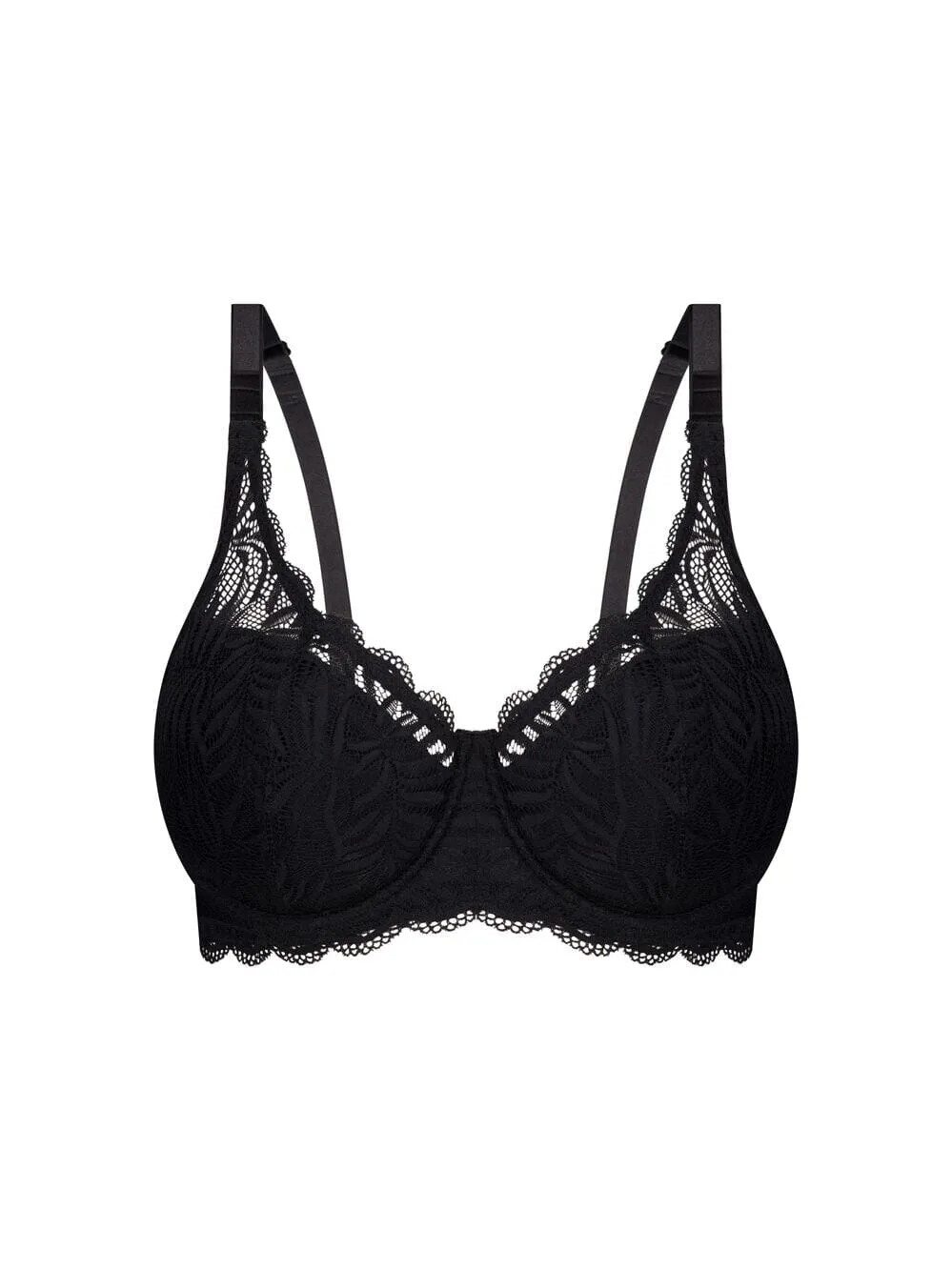 Triumph Essential Lace Underwire Half-Cup Padded Balconette Bra - Black