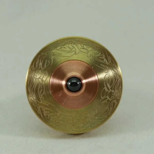 Two Step - Brass and Copper Engraved Two Step Spinning Top w/ Ceramic (Si3N4) Bearing