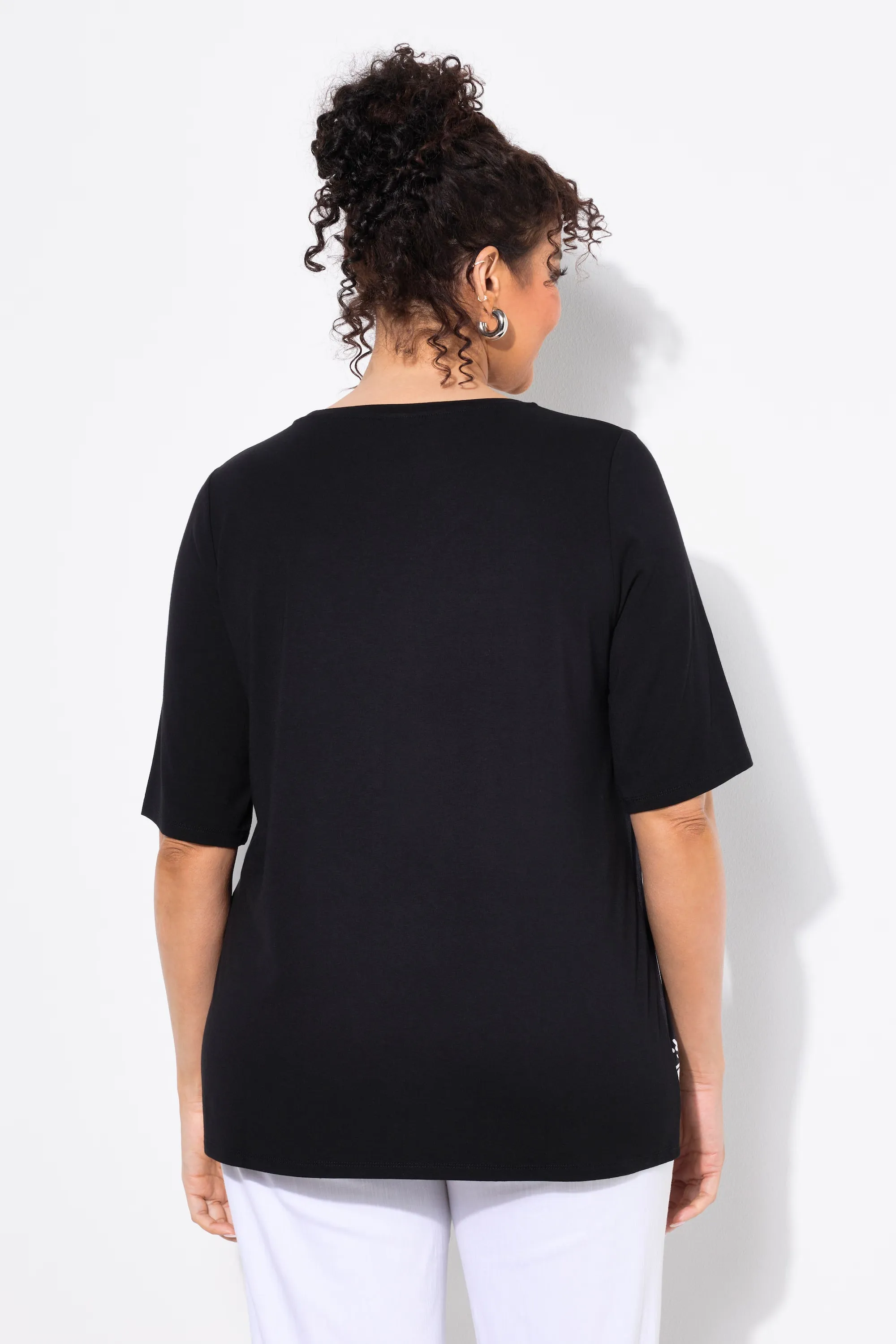 Ulla Popken Black Satin Front T-Shirt