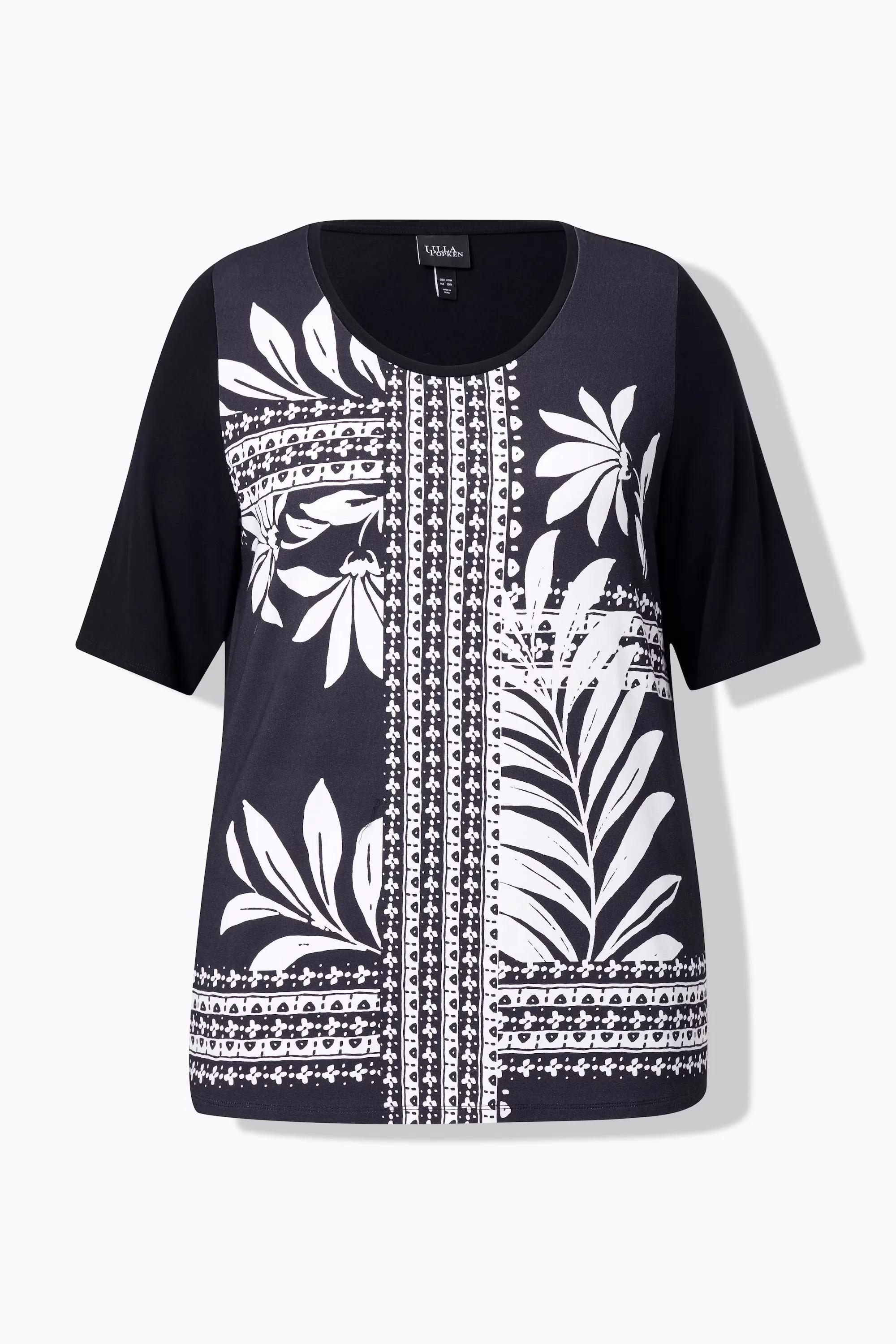 Ulla Popken Black Satin Front T-Shirt