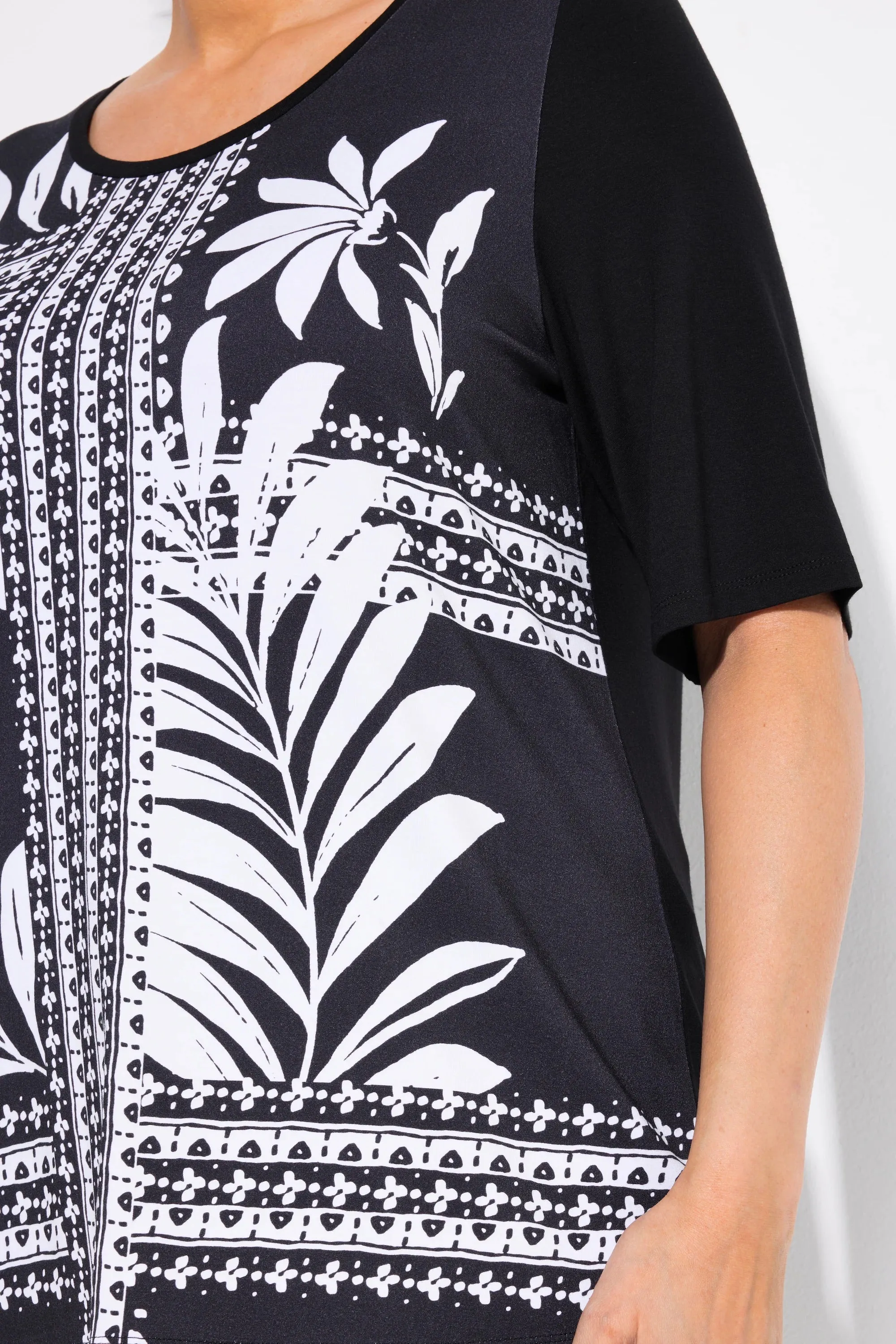 Ulla Popken Black Satin Front T-Shirt
