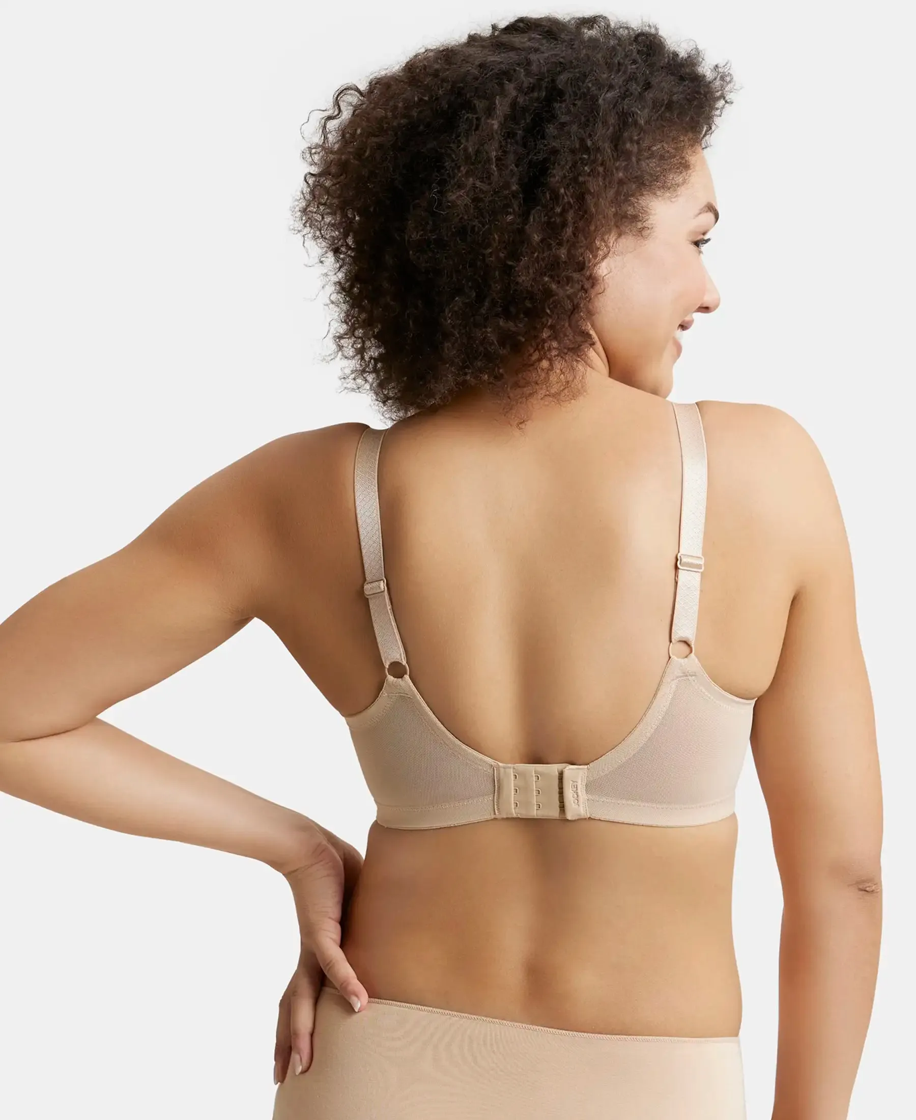 Under-Wired Non-Padded Soft Touch Microfiber Elastane Stretch Full Coverage Minimizer Bra with Broad Wings - Light Skin