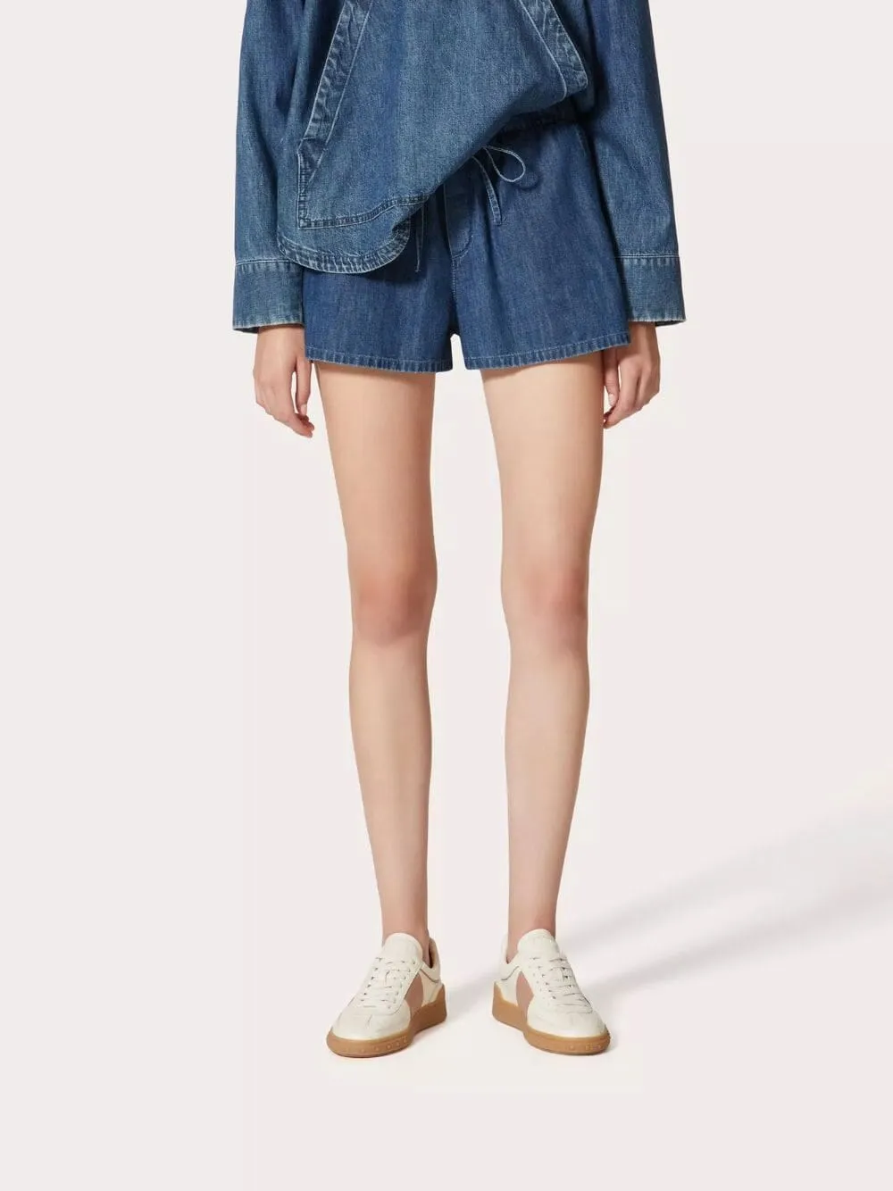 V Gold Chambray Denim Shorts