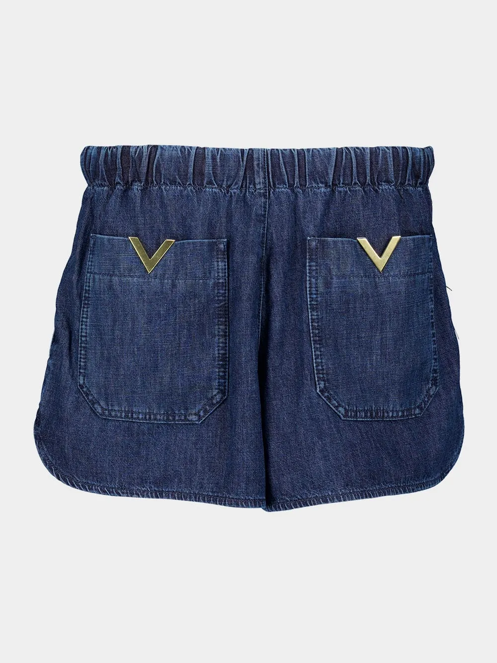V Gold Chambray Denim Shorts