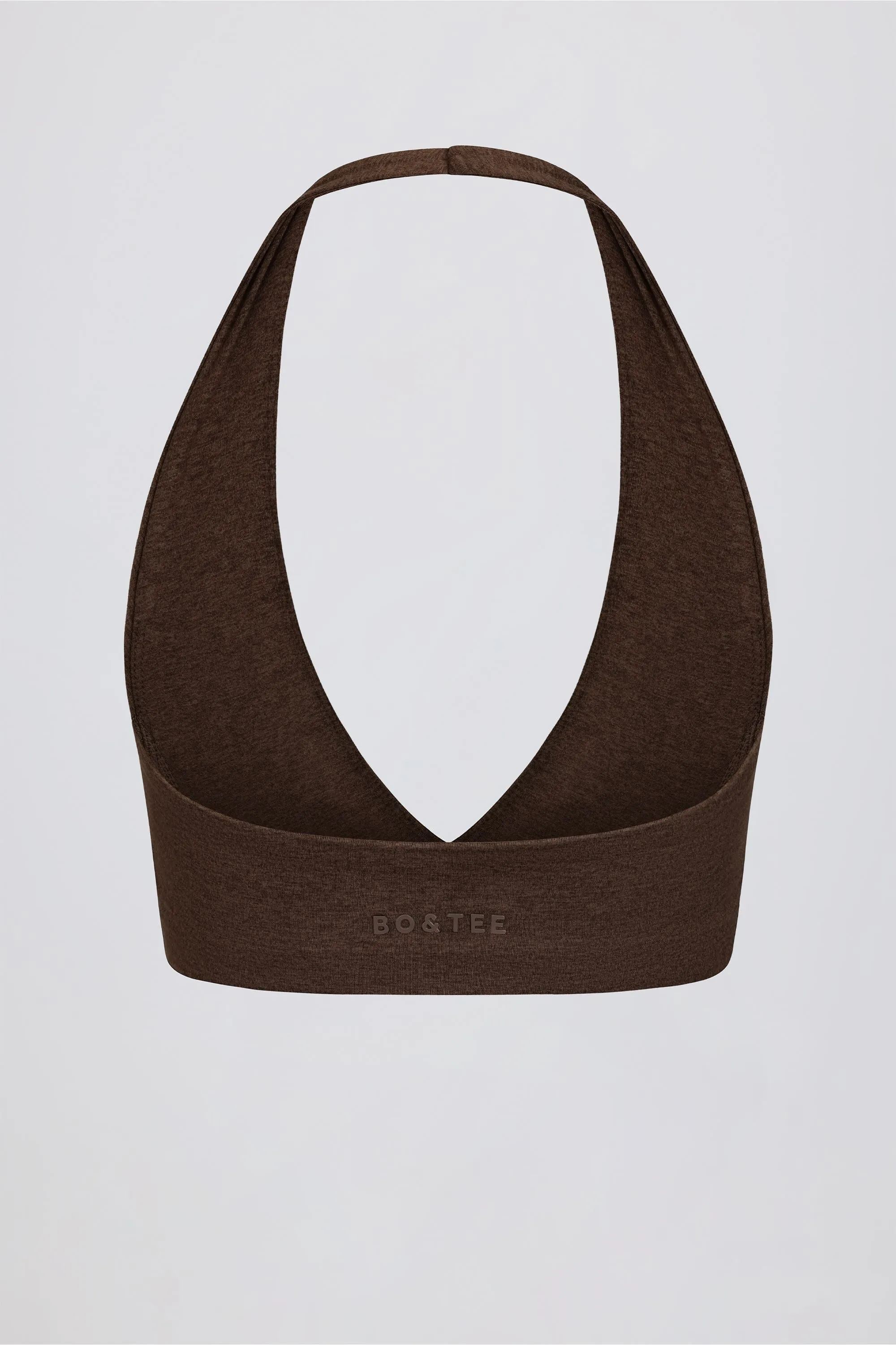 V-Neck Sports Bra in Pecan Marl