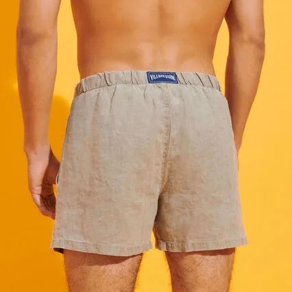 VILEBREQUIN Men Linen Bermuda Shorts Mineral Dye
