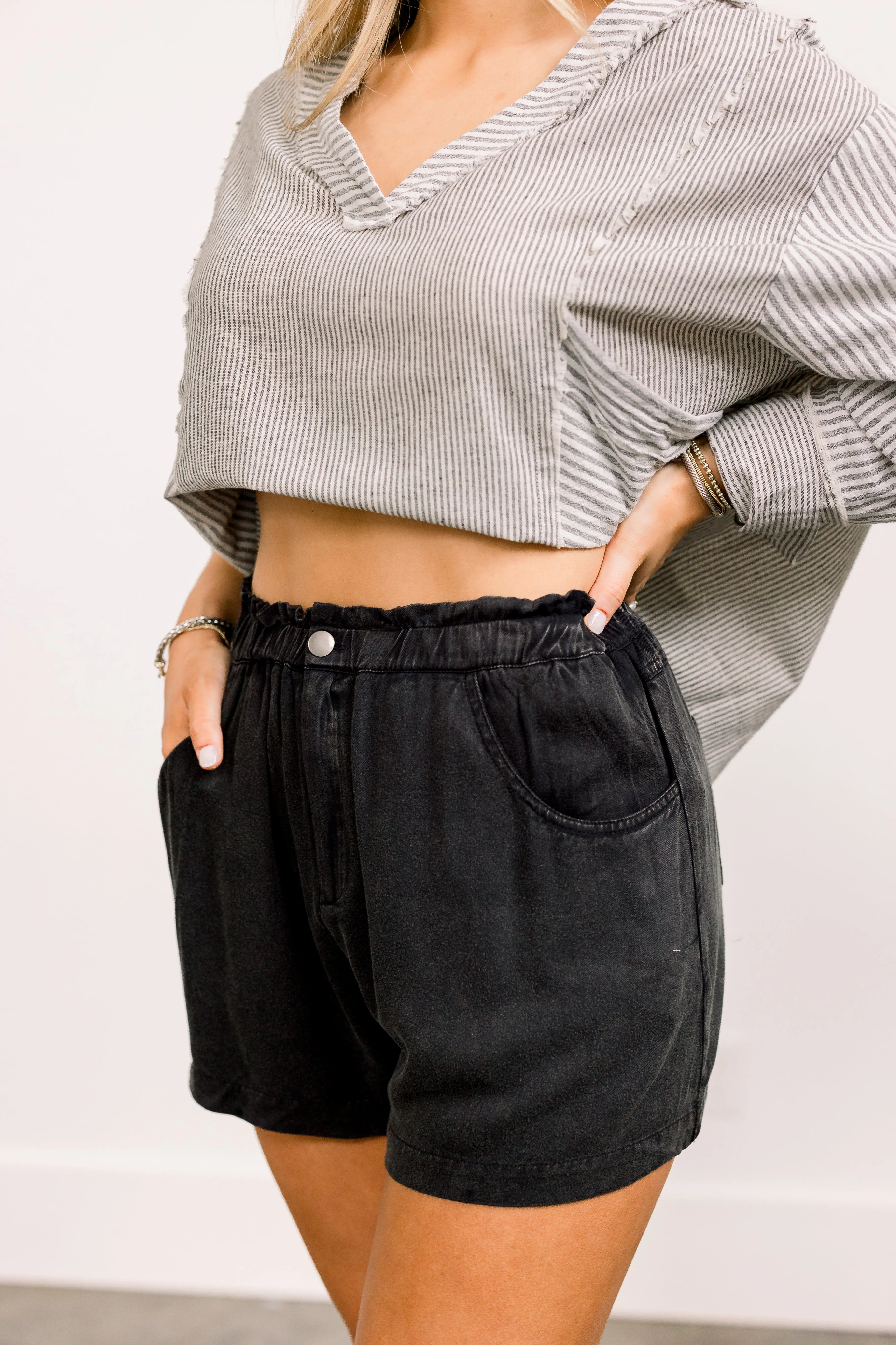 Vintage Washed High-Waisted Shorts