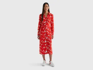 Viscose Printed Spread Collar Women Dresses
