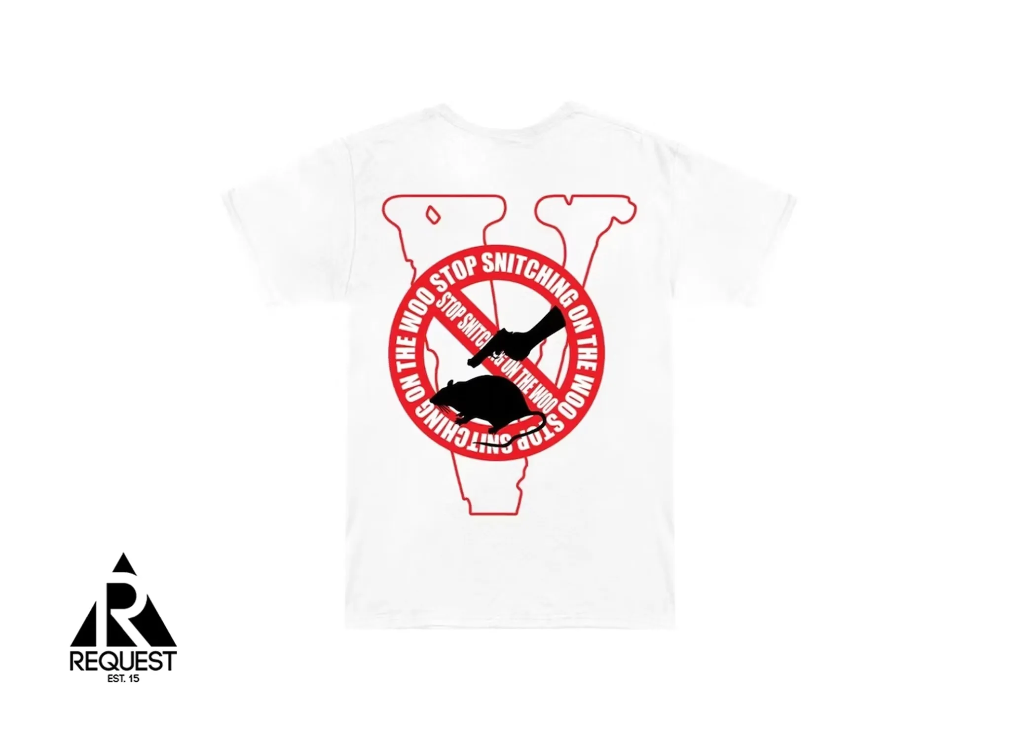Vlone x Pop Smoke Stop Snitching Tee "White/Red"