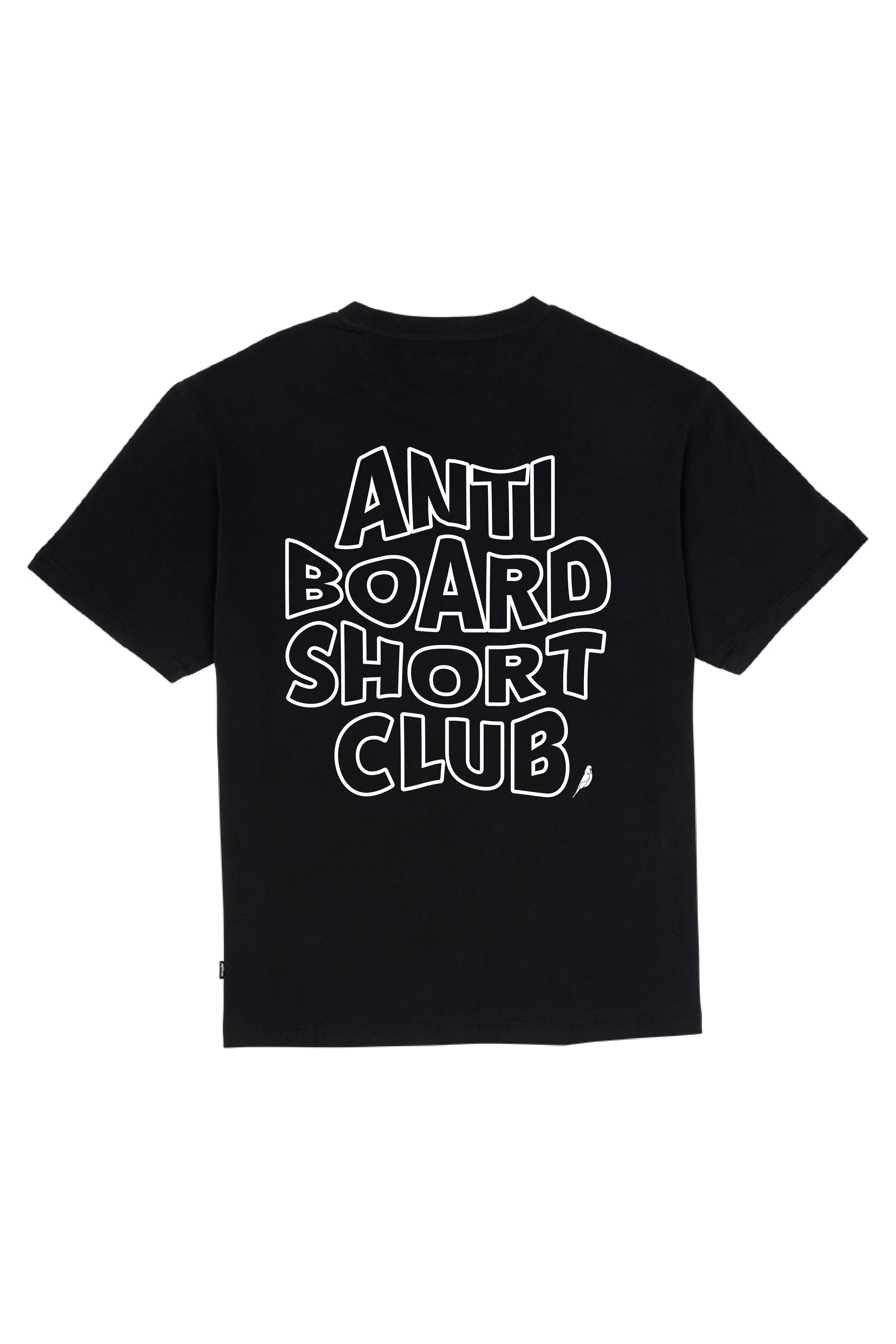 White Anti Board Short Club on Black Tee