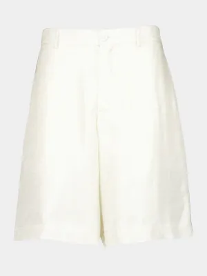 White FF Silk Shorts