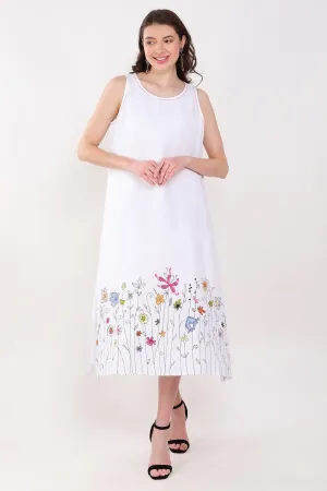 White Floral Embroidered Dress