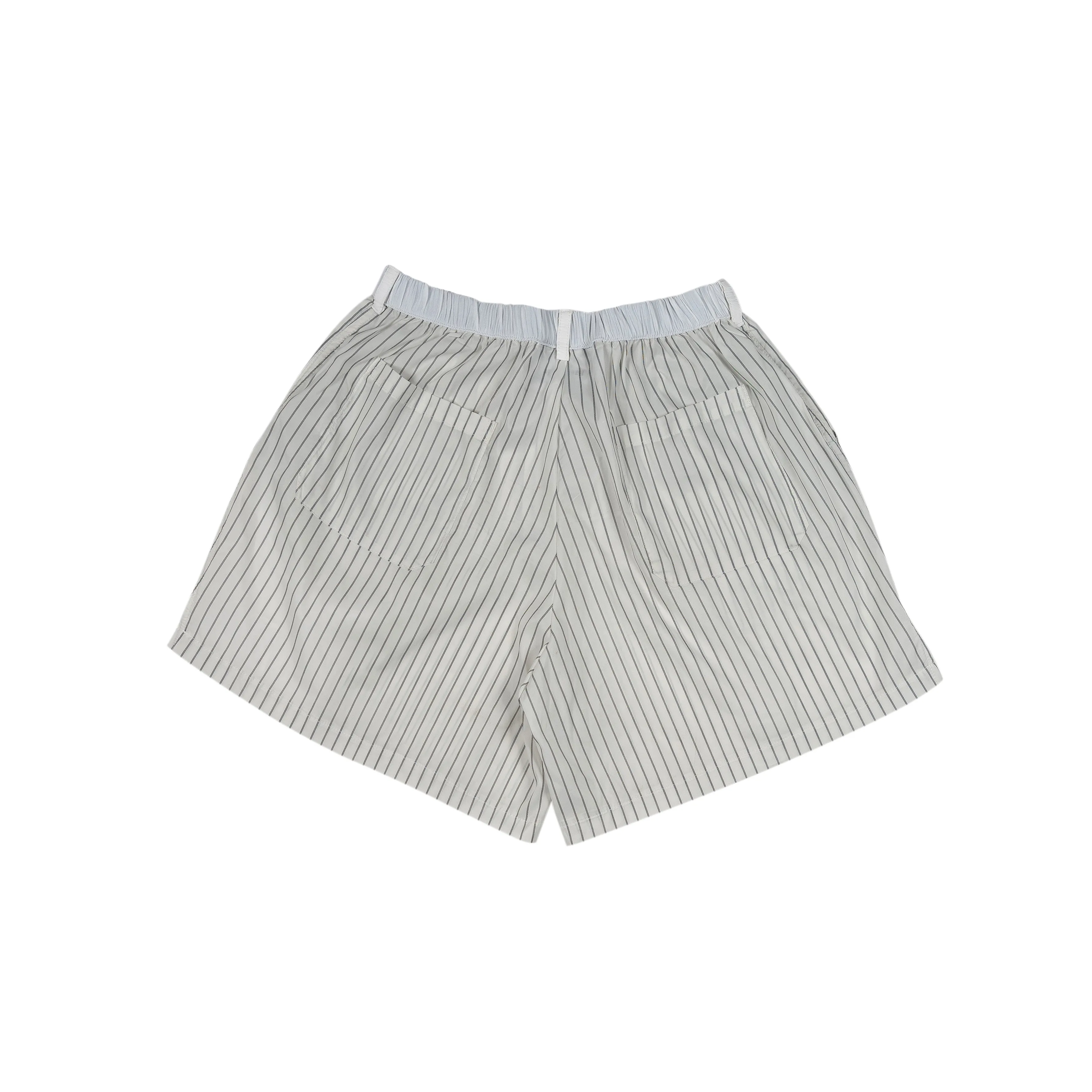 White Pinned Stripped cut deep Shorts