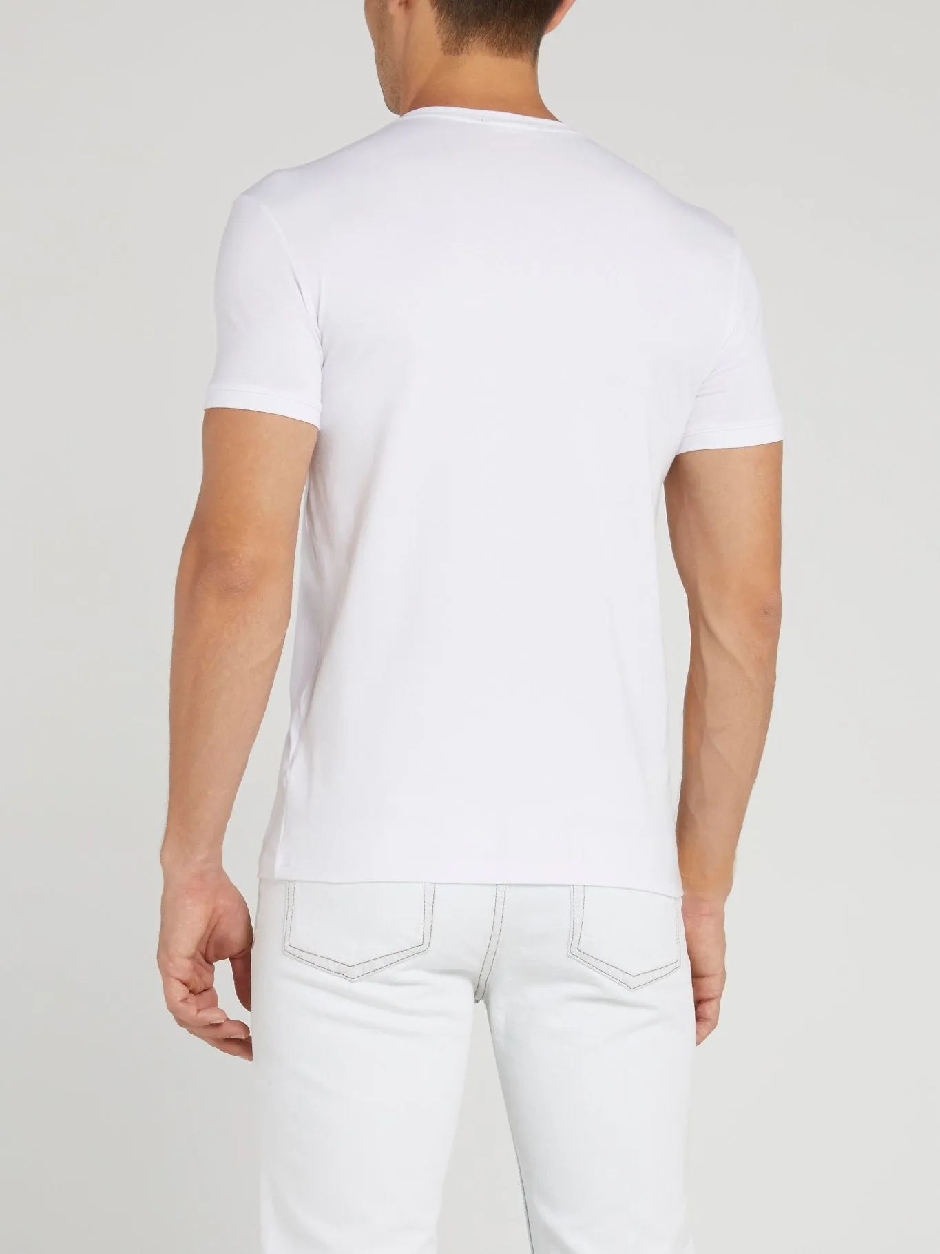 White V-Neck Logo T-Shirt