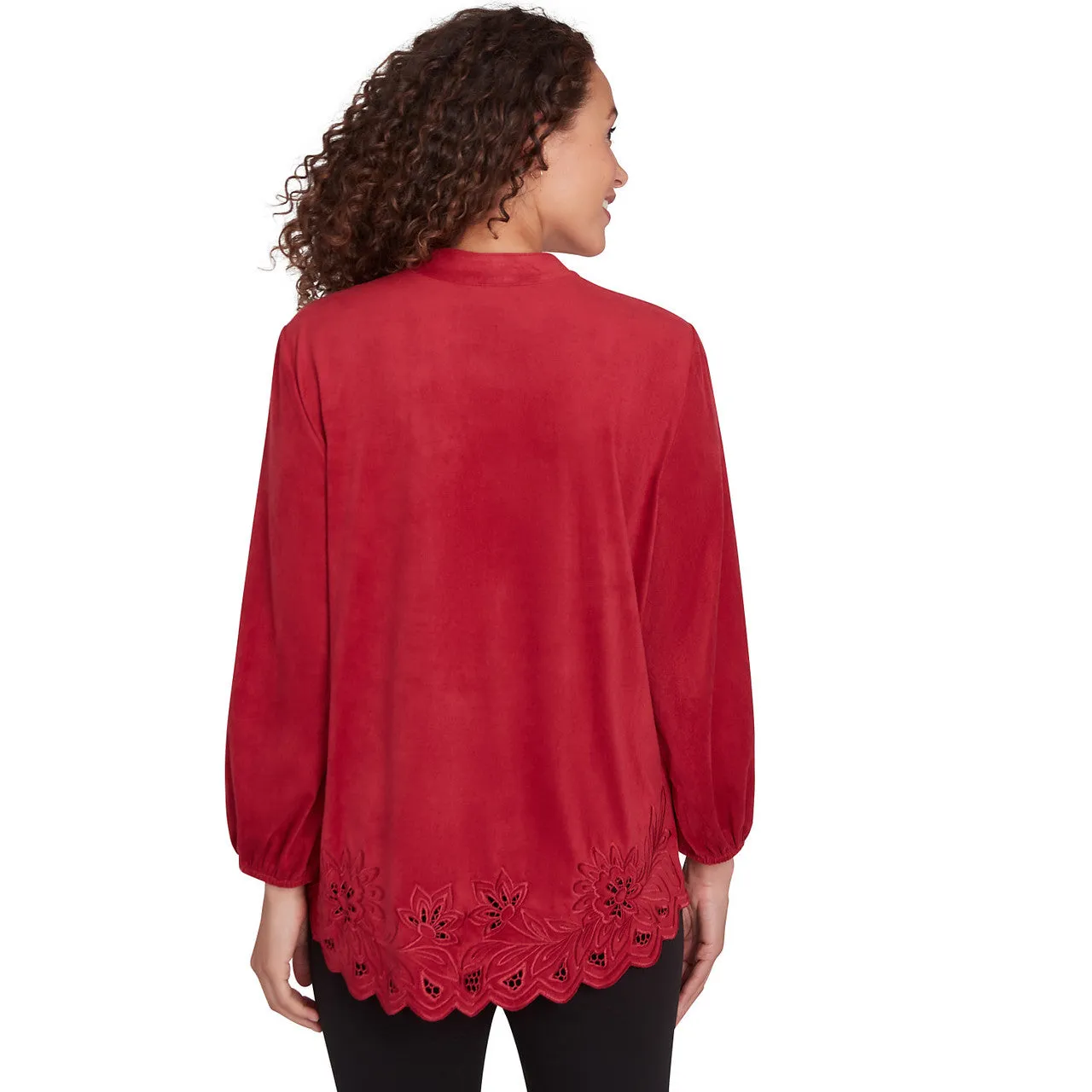 Women's Button Front Stretch Faux Suede Top - 34551
