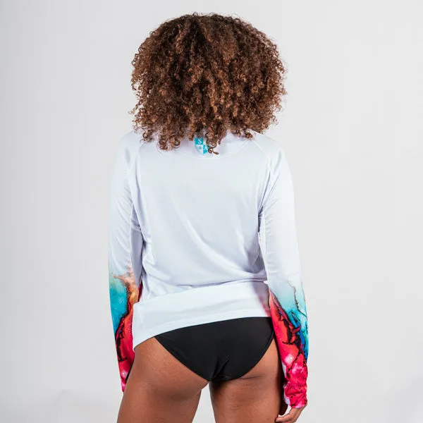 Women's Performance Long Sleeve Shirt | White | Watercolor