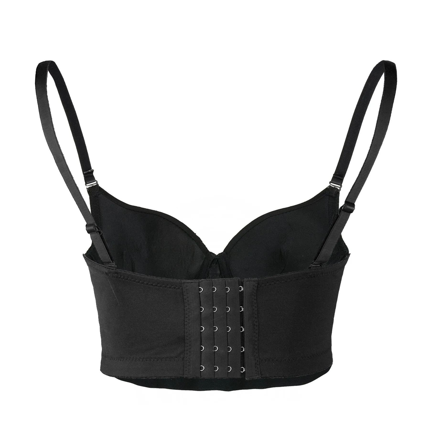 Women's Tassel Rhinestone Diamond Bustier Crop Top Luxury Corset Bra Black
