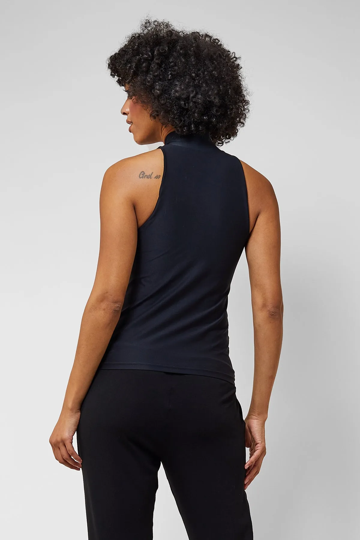 Zip Front Polo Top Black/Black