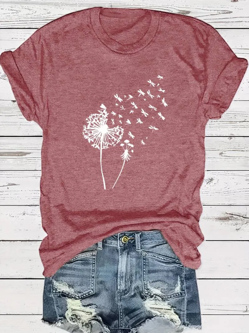 Zoe – t-shirt with dandelion print and crew neck